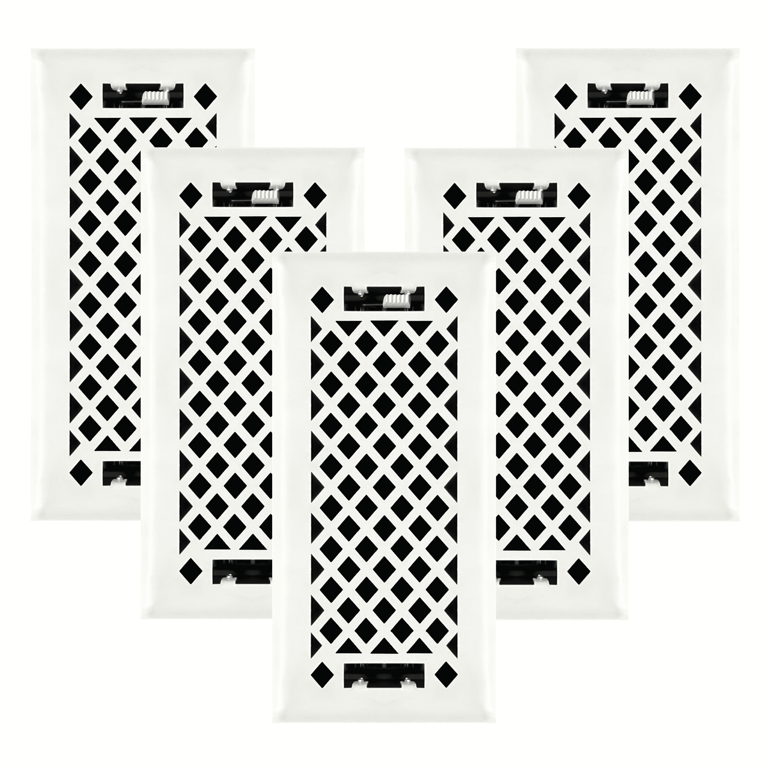 5 PACK Sierra Grates Lattice Floor Register - 4 x 12 Hole Size - Glacier White Finish