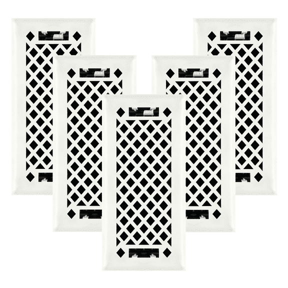 5 PACK Sierra Grates Lattice Floor Register - 4 x 12 Hole Size - Glacier White Finish