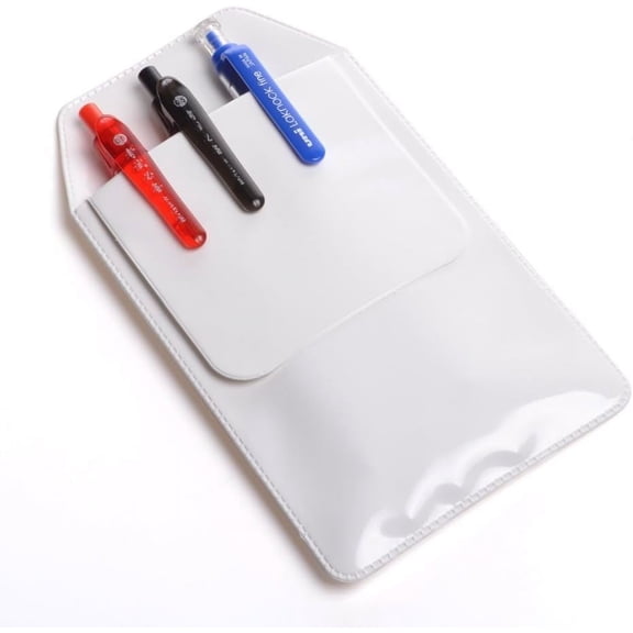 5-PACK White Pocket Protector for Pen Leaks - Heavy Duty Pen Holder Pouch for Shirts/Pants/Lab Coats, Pencil Pocket Holder for School Office Hospital Supplies