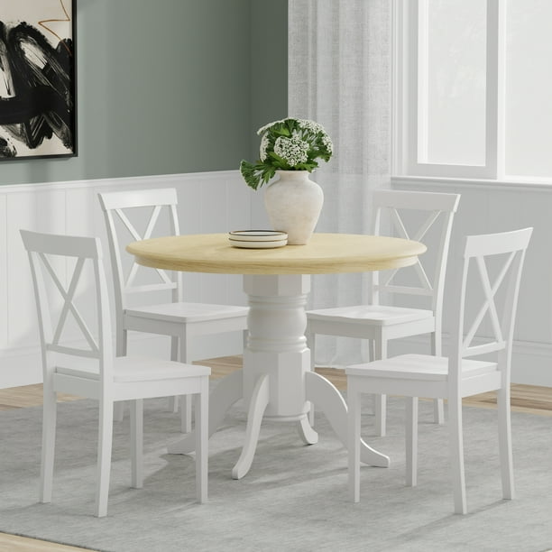 White pedestal dining table and chairs discount