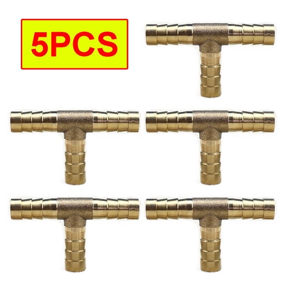 5 PC - 5/16 HOSE BARB TEE Brass Pipe 3 WAY T Fitting Thread Gas Fuel Water Air