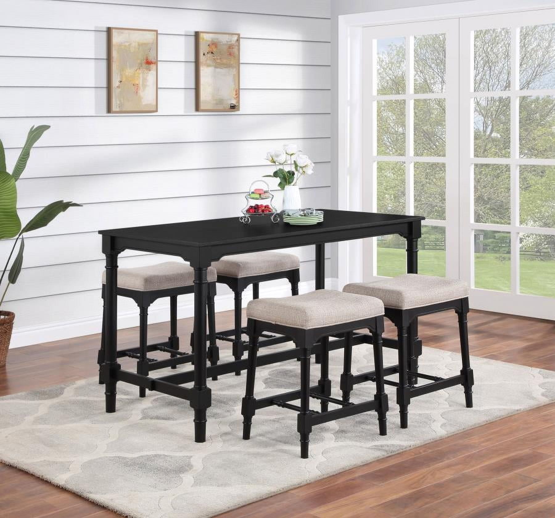 Black Wood Cottage 5-Piece Counter Height Dining Set