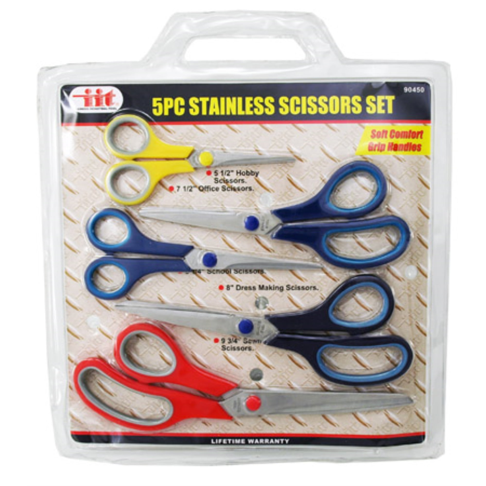 Stainless Steel Scissors 5pc Sets Set Hobby Sewing Scissor Comfort Grip ...