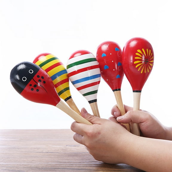5 PC Maracas for Adults Kids Babies, Wooden Maracas Shaker Musical Instrument