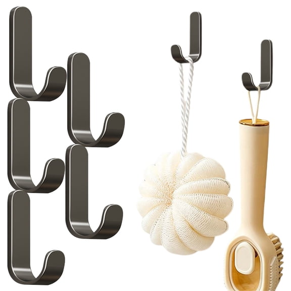 5 PC Multiple Adhesive Wall Hooks, 10 Pack No Drill Hangers, Heavy Duty Self Adhesive Hooks for Home & Office