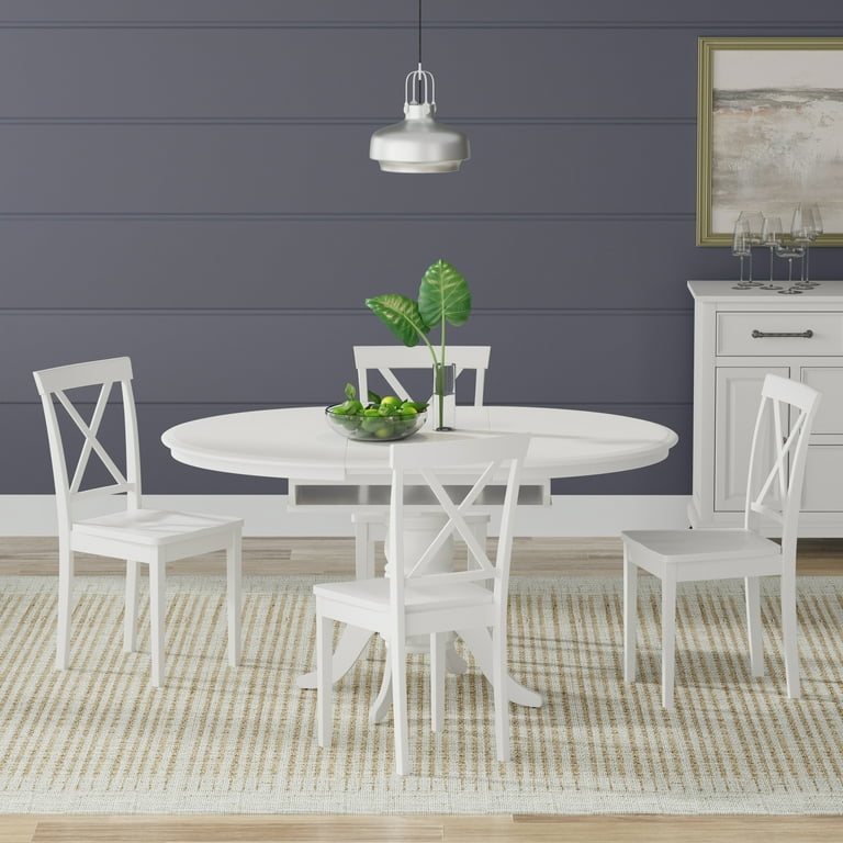 5-Piece Oval Butterfly Leaf Dining Table with X-Back Chairs