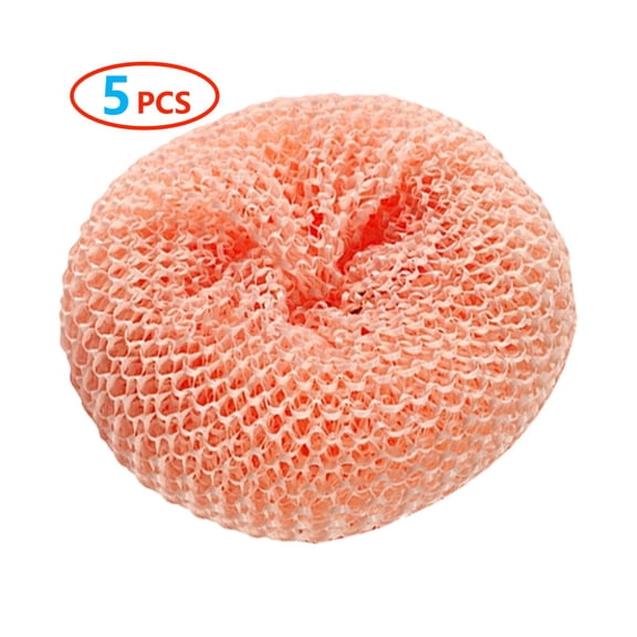 5 PC Pink Fiber Dish Scrubbers for Dishes, Dishwasher Compatible Round Scouring Pad, Strong Detergency Pot Scrubber for Kitchen Cleaning