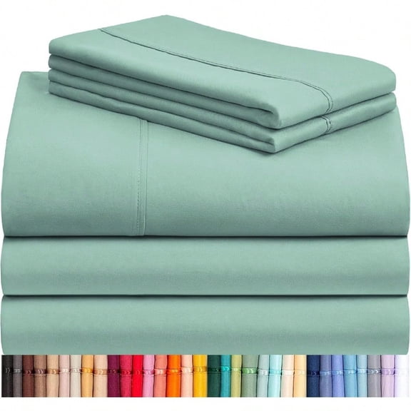 5 PC Split King Sheet Set Bed Sheets Deep Pockets Wrinkle Free Cooling Sheets hine Washable Hotel Bedding Silky Soft Light Teal Split King