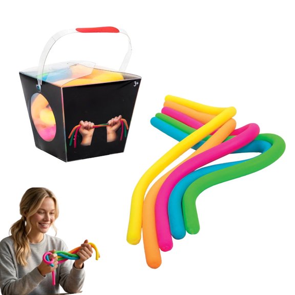 5 PC Stretchy String Fidget,DIY Stress/ Anxiety Relief & Arm Muscle Training Tool for ADHD,OCD,Autism Stretchy Calming Noodle