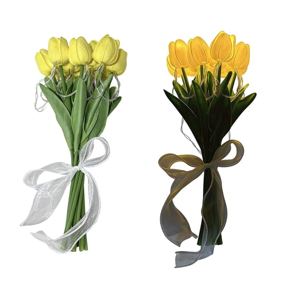 5 PC Tulip Bouquet Lamp Artificial Flower Night Light Real Touch Tulip Night Lamp LED Flower Light Home Kitchen Decor, Trendy LED Decorative Bouquet Light, Bedroom Desktop Ornament Gift
