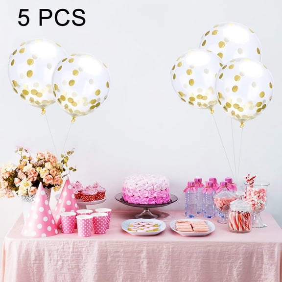 5 PCS 12 inch Transparent Gold Sequins Confetti Balloons, Holiday Party Wedding Decoration Random