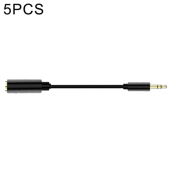 5 PCS 13cm Metal 3.5mm Audio 4 Pole Female to 3 Pole Male Microphone Adapter Cable(Black)