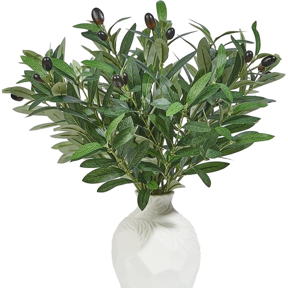 5 PCS 18 Inch Olive Tree Branches Greenery Stems Artificial Plants Faux Olive Branch for Vase Realistic Green Stem Home Decor Indoor