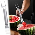 thumbnail image 1 of 5 PCS 2-in-1 Stainless Steel Mango Cutter,Stainless Steel Watermelon Fork Slicer,Dual Head Fruit Cutter Slicer Tool for Watermelon,Salad,Mango - Family Parties Tools for Summer, Family,Camping, 1 of 9