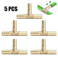 thumbnail image 1 of 5 PCS - 3/8 HOSE BARB TEE Brass Pipe 3 WAY T Fitting Thread Gas Fuel Water Air##, 1 of 9