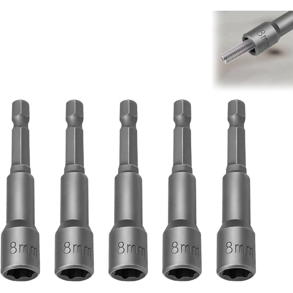 5 PCS 8mm hex bit, 1/4" Quick, Change Hex Shank 8mm Magnetic Nut Setter Driver Drill Bit, 65mm Chrome Vanadium Steel Power Nut Driver for Drill, Impact Driver, Screw Gun, Woodworking, DIY
