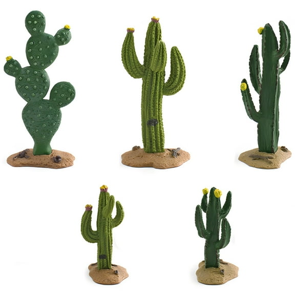 5 PCS Artificial Cactus Models, PVC Desert Theme, Green Yellow Cacti Decor for Indoors and Outdoors, Home Office Store Decoration