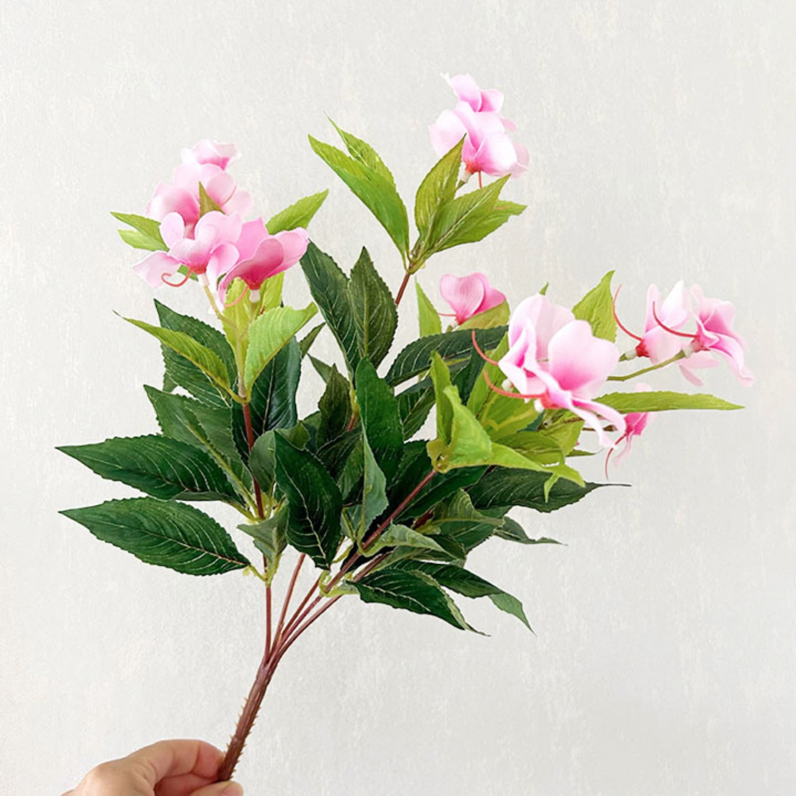 5 PCS Artificial Impatiens Flowers Silk Flowers Greenery Faux Impatiens Bushes Outdoors Indoor Patio Lawn Garden Pot Hanging Basket Porch Decor