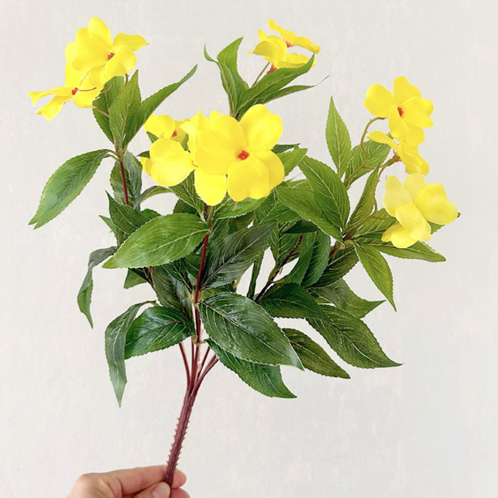5 PCS Artificial Impatiens Flowers Silk Flowers Greenery Faux Impatiens Bushes Outdoors Indoor Patio Lawn Garden Pot Hanging Basket Porch Decor