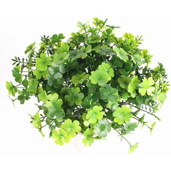5 PCS Artificial Shamrock Flower Bush Fake Clover Plants for St Patricks Day, Irish Themes and Saint Paddy's Displays Home Office Garden Decoration