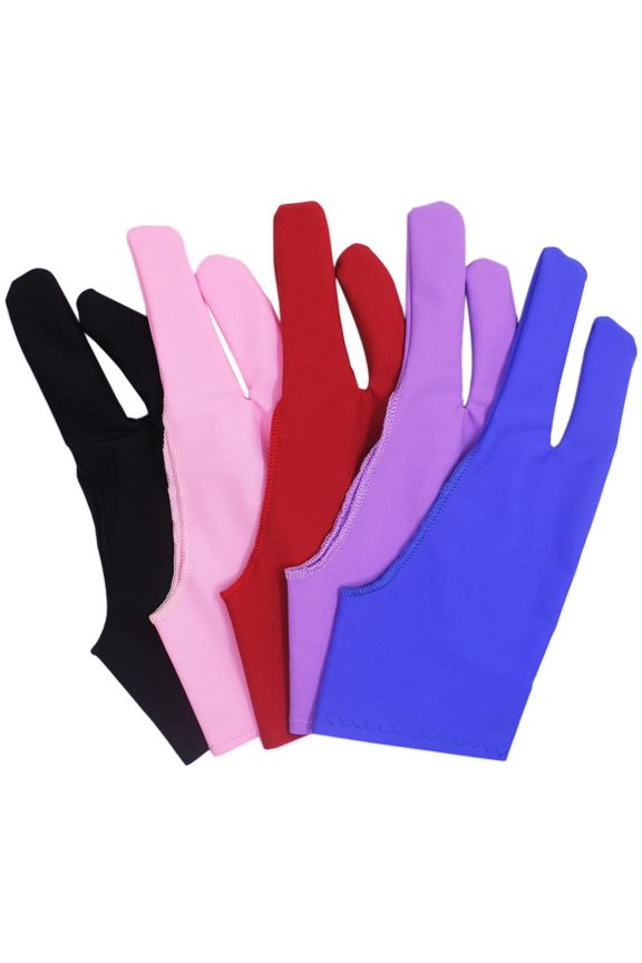 5 PCS Artist Glove for Drawing Tablets, 5 Colors Free Size Gloves for Graphic Tablet Left or Right Hand - Blue, Pink, Black, Purple, Red
