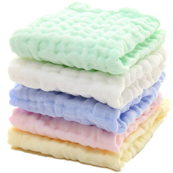 5 PCS Baby Washcloths,Natural Cotton Baby Wipes,Super Soft Cotton Baby Muslin Cotton Drool Towels for Babies,Nursing Rags,Burp Rags,12 x 12 Inches