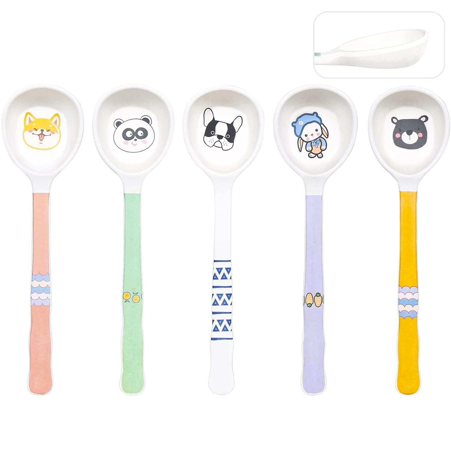 Spoon Not Small 5 PCS Bamboo Kids Spoons - BPA Free, Dishwasher Safe, For Dinner ...