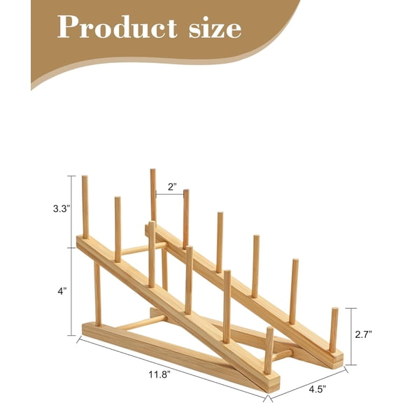 5 PCS Bamboo Tiered Display Stand Plate Stands for Display, Book Display, Vendor Booth Display Items Wooden Dish Rack, Plate Rack, Bamboo Dish Drying Rack for Kitchen, Tabletop, Craft Shows