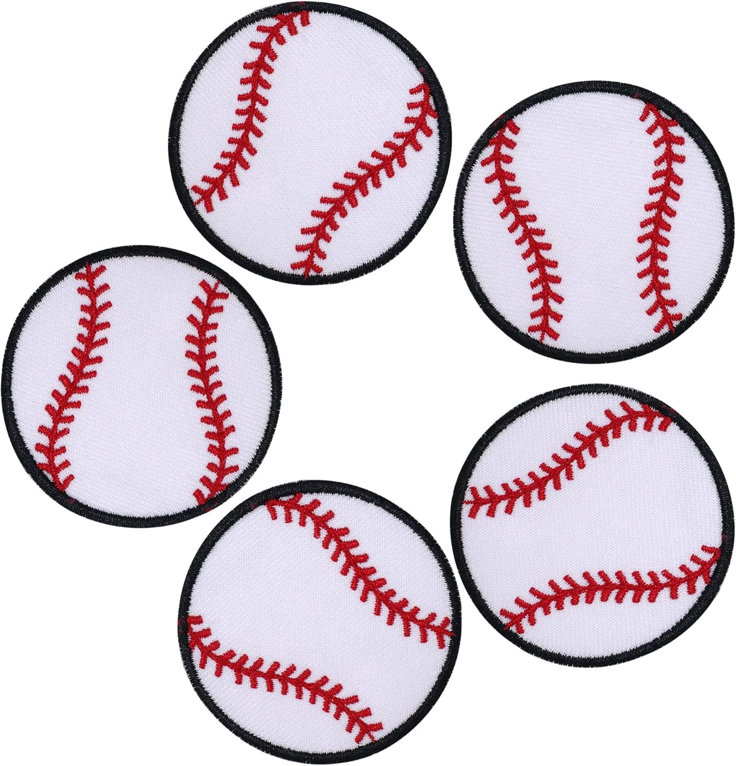 5 PCS Baseball Ball Iron On Patch for Clothing Saw On/Iron On Embroidered Patch Applique for Jeans, Hats, Bags