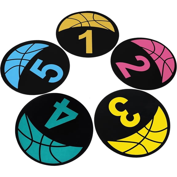 5 PCS Basketball Spot Markers (1-5) 9 Inch Large Size, Anti-Slip PVC Floor Dots for Agility, Dribbling & Shooting Drills