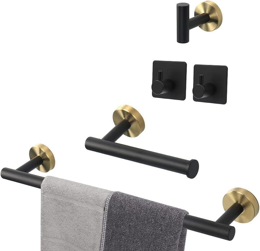24'' Black and Gold Stainless Steel Bathroom Hardware Set