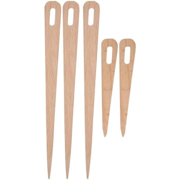 5 PCS Big Eye Knitting Needles, Wood Weaving Crochet Needle Hand Stick Wooden Knitting Fork Eye Needle Tapestry Weaving Tool