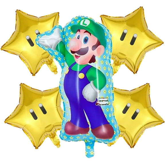 5 PCS Birthday Party Balloon Lui Balloon Mari Balloon Game theme Birthday Party Balloon Mari Star Balloons