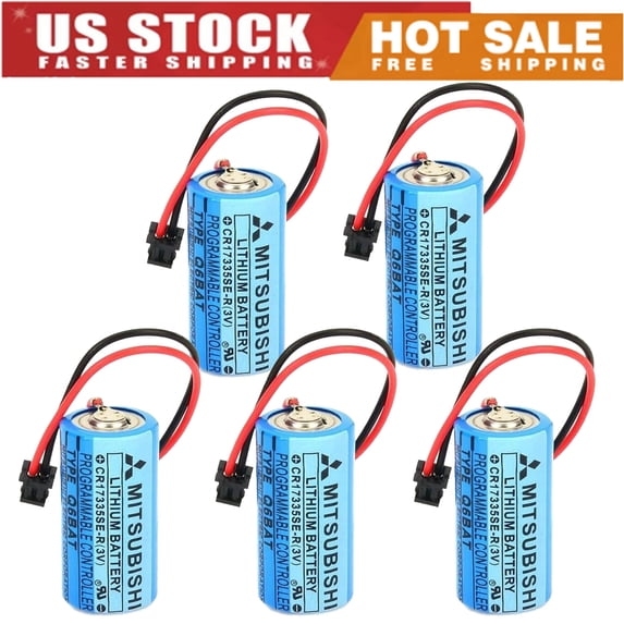 5 PCS CR17335SE-R 3V 1800mAh Q6BAT Non-Rechargable 3V Battery for Mitsubishi Q170HBATC Q25PRHCPU QNS FANUC System PLC Memory Backup Power