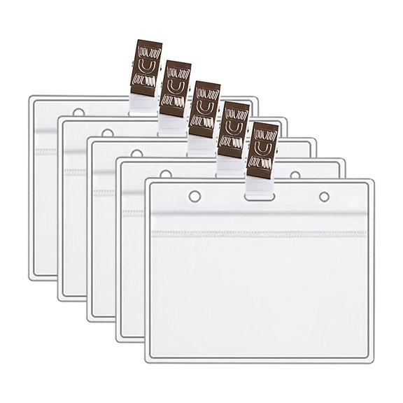 5 PCS Card Sleeves Protector, Clear Plastic Sleeve with Clip, Reusable, for Sports Card, Trading Card, Vaccination Cards, and Badges