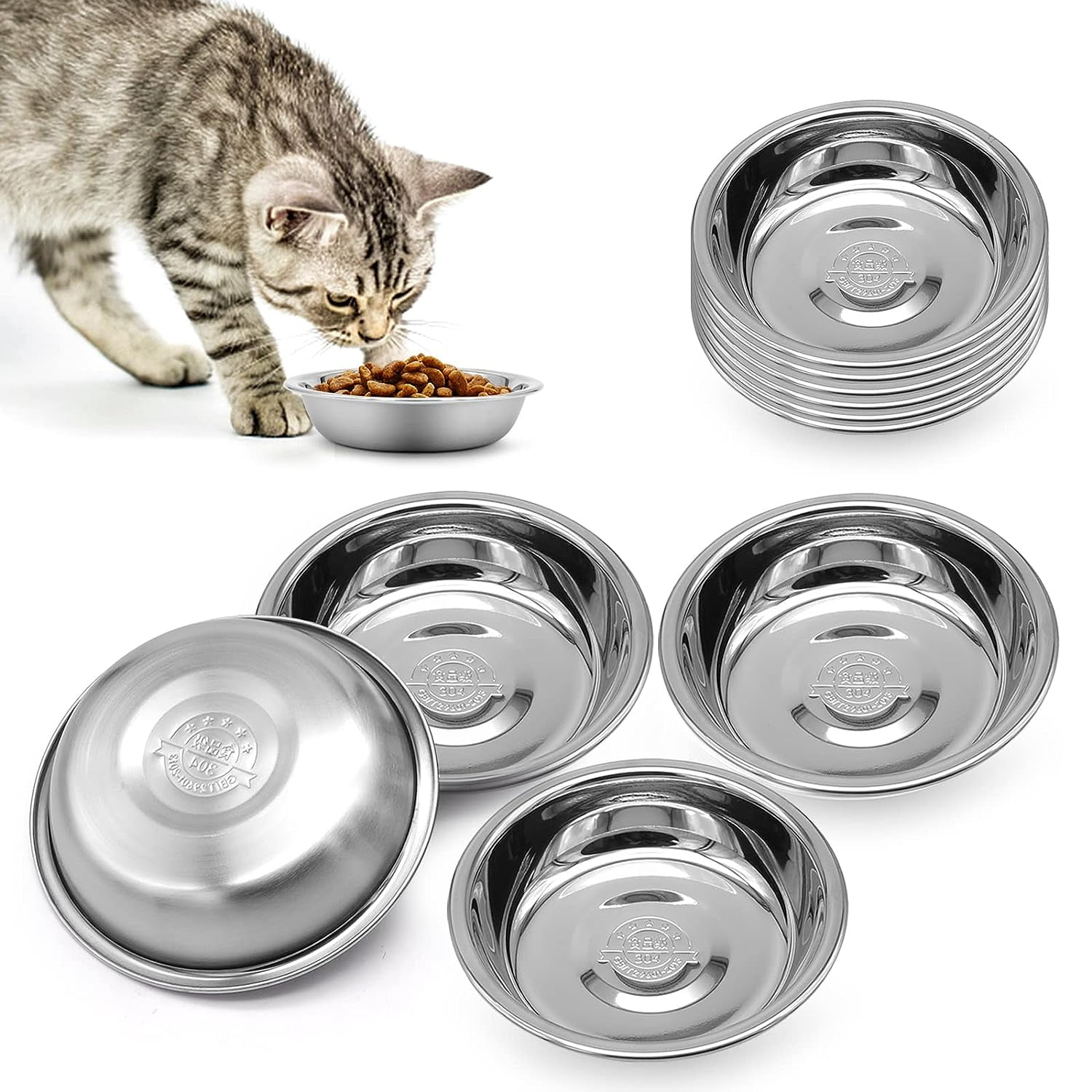 Holzlrgus PCS Stainless Steel Cat Bowls, Whisker Friendly