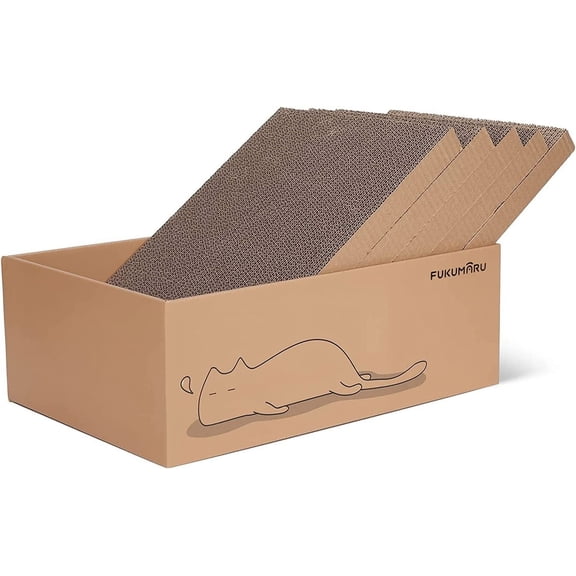 5 PCS Cat Scratching Boards, 11.4 Inch Width Ex-Large Cat Scratcher Box, Reversible Cardboard Scratchers for Indoor Cats, Cat Scratch Box for Large, Medium and Small Cats, Protect Furniture