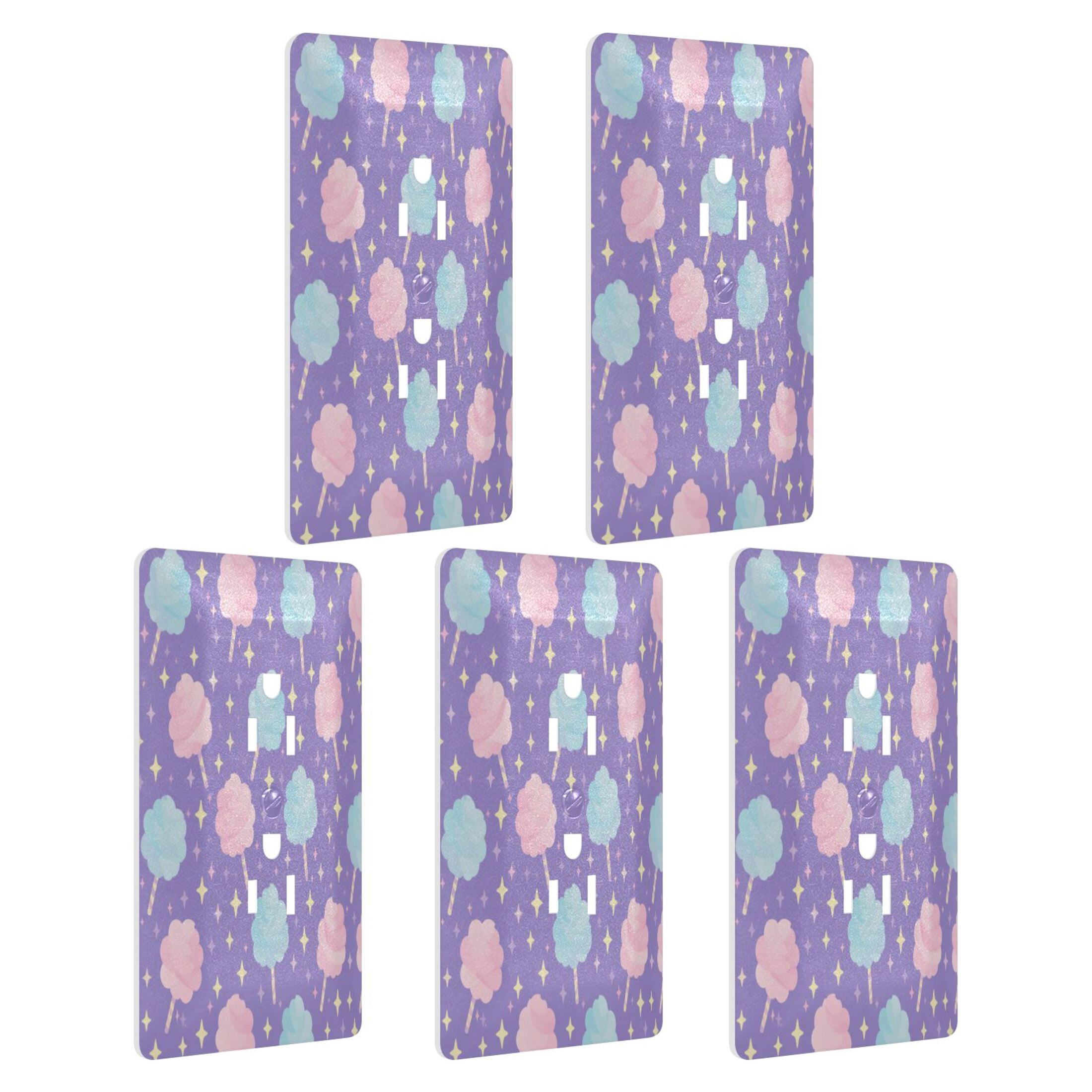 Xmas Candy Pattern 5 PCS Christmas Decorative Light Switch Wall Plate Cotton Candy Star ...