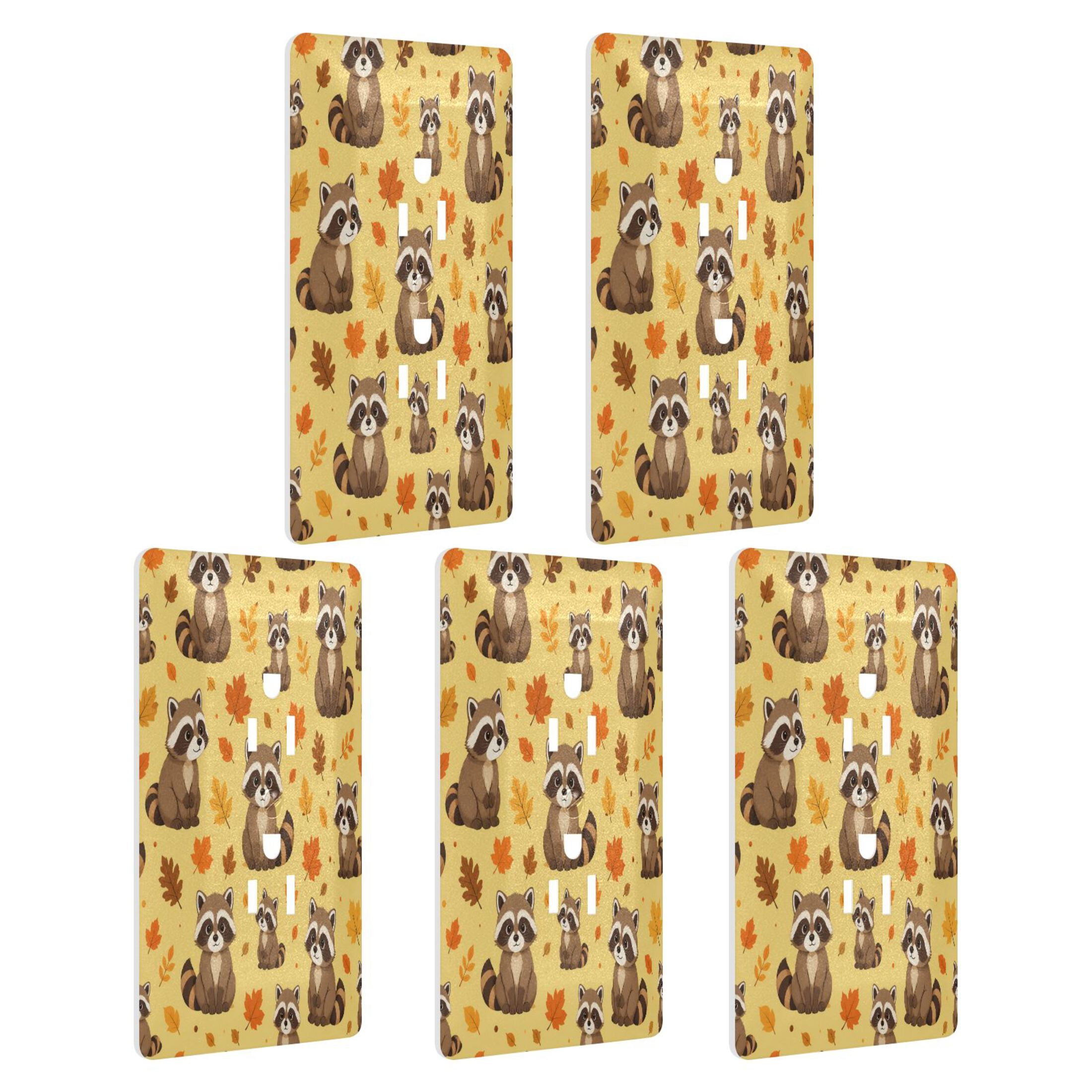 5 PCS Christmas Decorative Light Switch Wall Plate Sweet Raccoons Fall ...