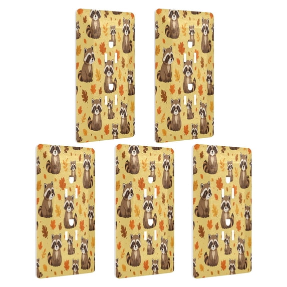 Atum Pattern 5 PCS Christmas Decorative Light Switch Wall Plate Sweet Raccoons Fall ...