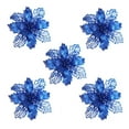 thumbnail image 1 of 5 PCS Christmas Flowers,Xmas Decorations,Large 10CM Poinsettia Glitter Flower Christmas Tree Hanging Party Xmas Decor(Blue), 1 of 2