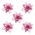 thumbnail image 1 of 5 PCS Christmas Flowers,Xmas Decorations,Large 10CM Poinsettia Glitter Flower Christmas Tree Hanging Party Xmas Decor(Pink), 1 of 3