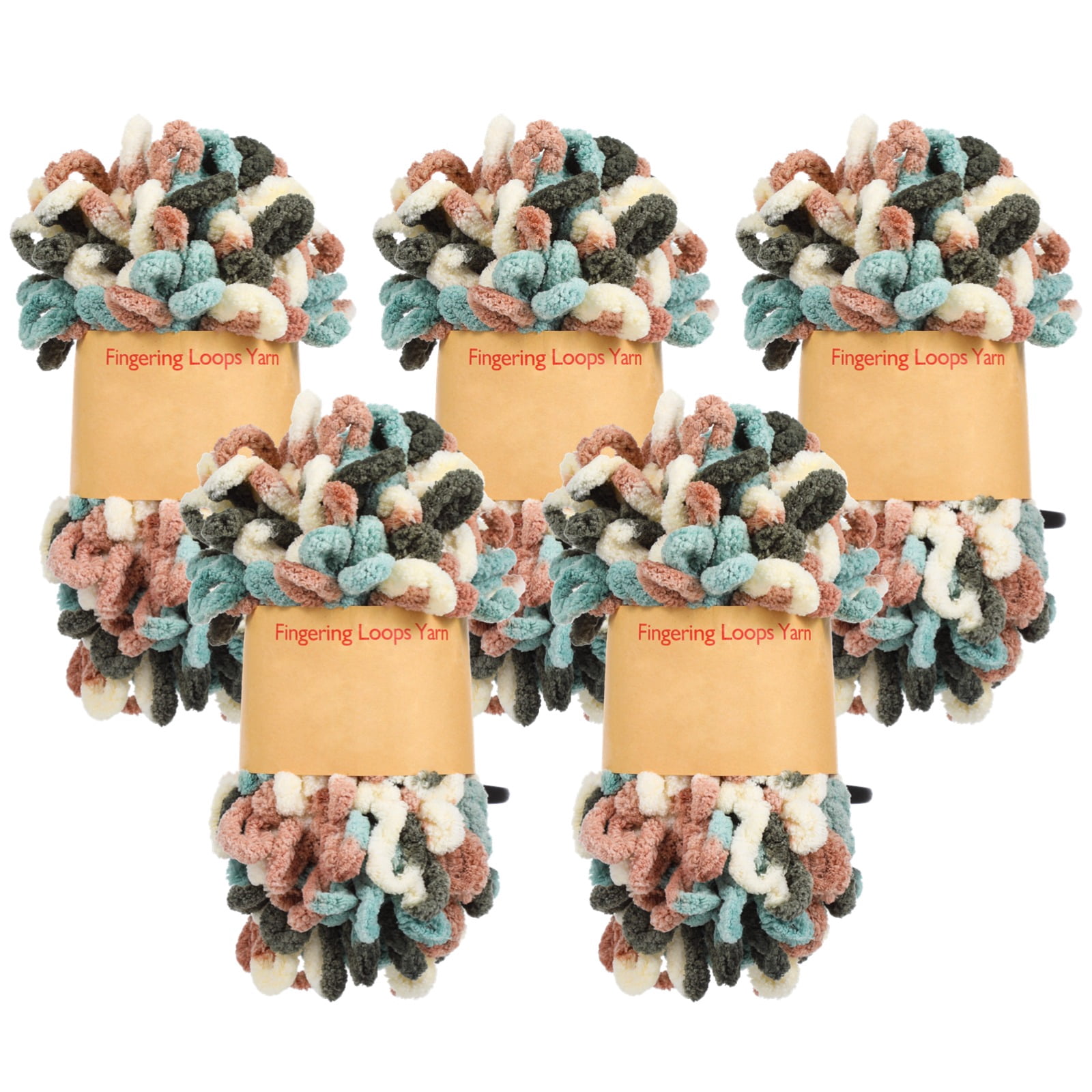 5 PCS Chunky Yarn Set, 100% Polyester Loop Yarn, Blanket Yarn for DIY Scarf and Bags, Multicolor Chenille with Alpaca Tag, 5-Pack Craft Kit for Beginners