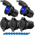 thumbnail image 1 of 5 PCS Cigarette Lighter Socket 12V, DC 24V Car Marine Motorcycle Power Outlet Replacement Waterproof Cigarette Lighter Adapter Female Socket Plug with Blue LED Indicator for ATV RV Boat Bus Truck SUV, 1 of 4