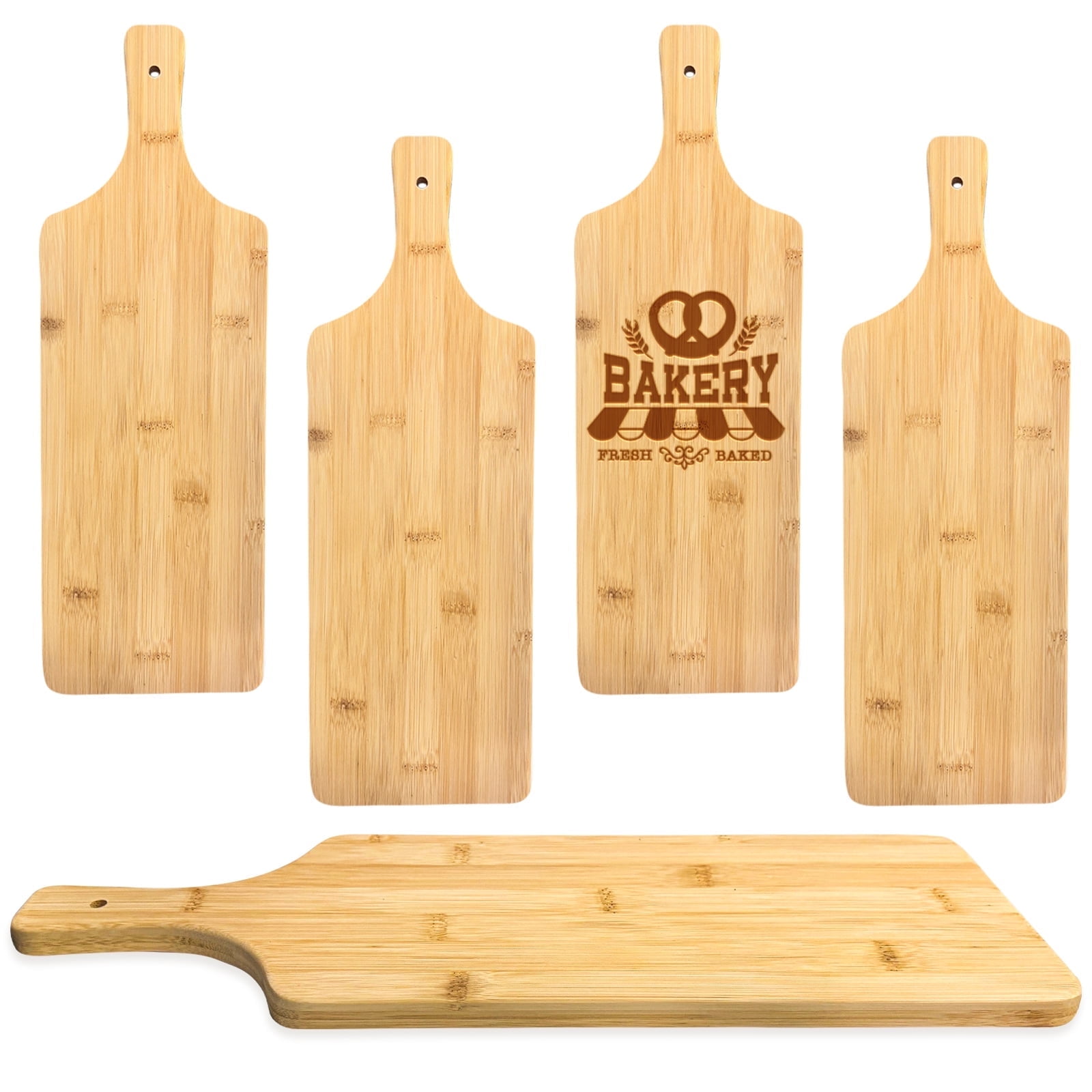 5 PCS Wood Cutting Board Bulk Chopping Board Laser Engraving Serving Board with Handle Charcuterie Boards for Customized Housewarming Gift 17" x 5.8" Bamboo