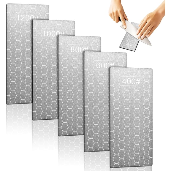 5 PCS Diamond Sharpening Stone, Diamond Sharpening Plate, Diamond Stone, Sharpening Plate Honing Stones Knives 400/600/800/1000/1200 Grit