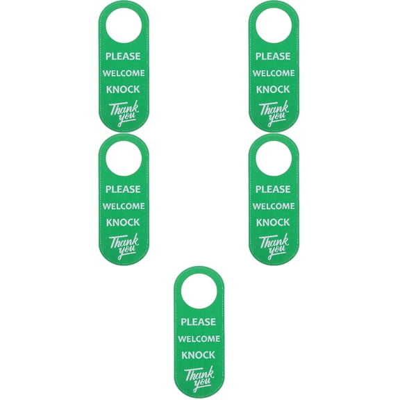 5 PCS Door Knob Hanger Please Welcome Knock Sign Merch Rack Office Green