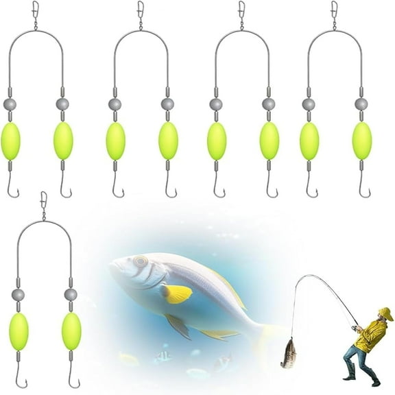 5-PCS Double-Hook Reverse Bottom Rig,2025 Upgraded Swimming Bait for Freshwater Saltwater,Split Fishing Hooks,Fishing Lures for Beginners Amateurs and Professionals Outdoor