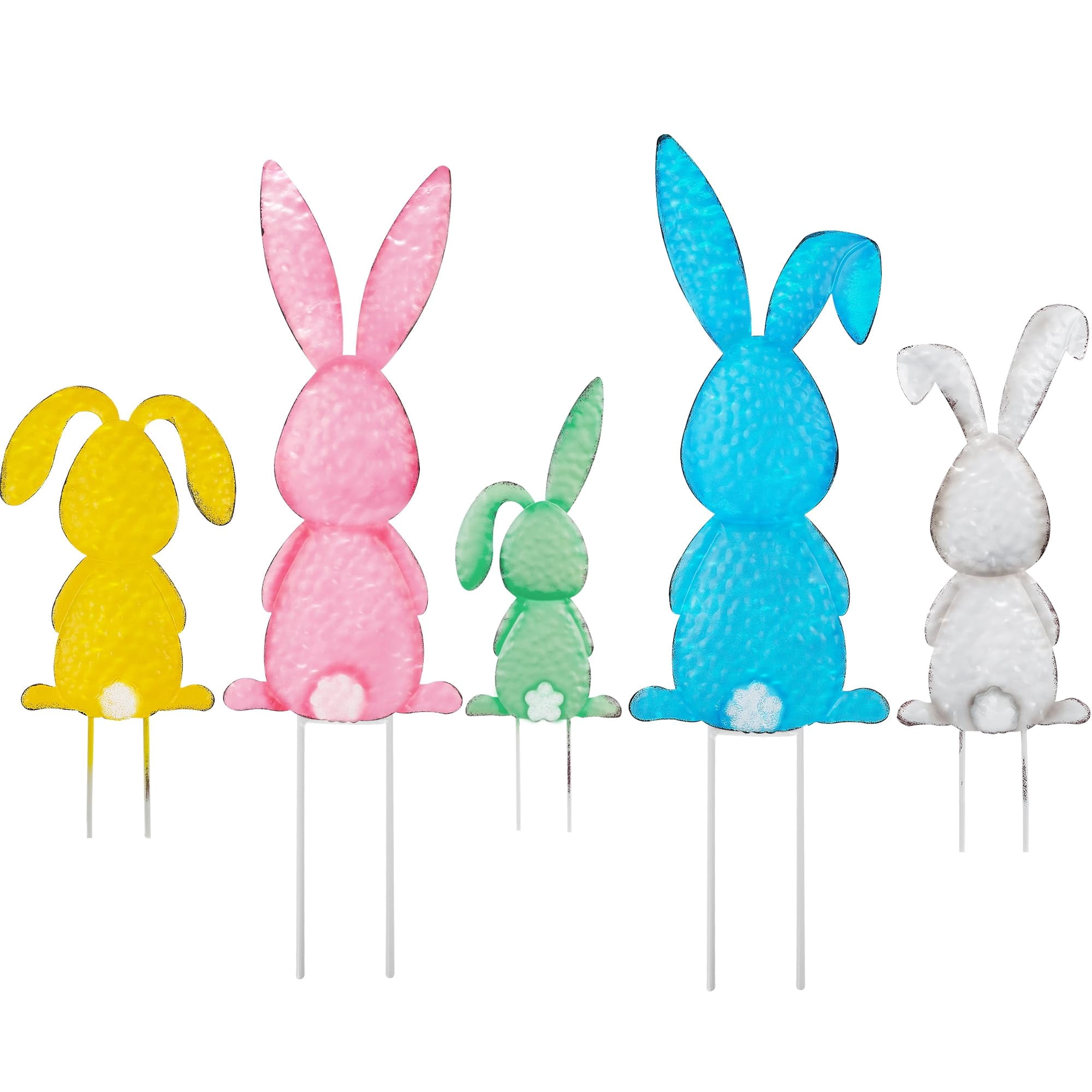 5 PCS Easter Garden Stakes Decoration, Metal Bunny Yard Signs ...