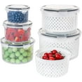 thumbnail image 1 of 5 PCS Fruit Storage Containers for Fridge, Produce Saver Container for Fridge Organization, with Lids and Removable Colanders, Vegetable Salad Fresh Keeper Set, 1 of 10
